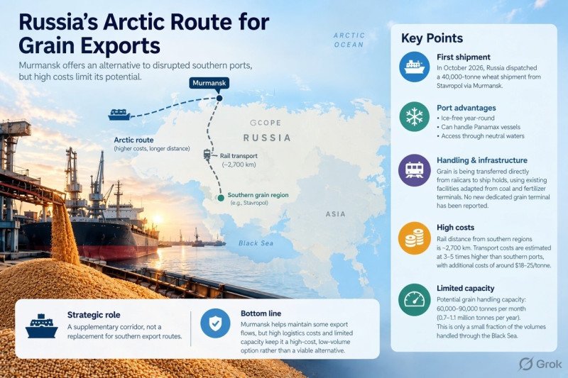 Russia Opens an Arctic Grain Export Route, but High Costs Limit Its Potential