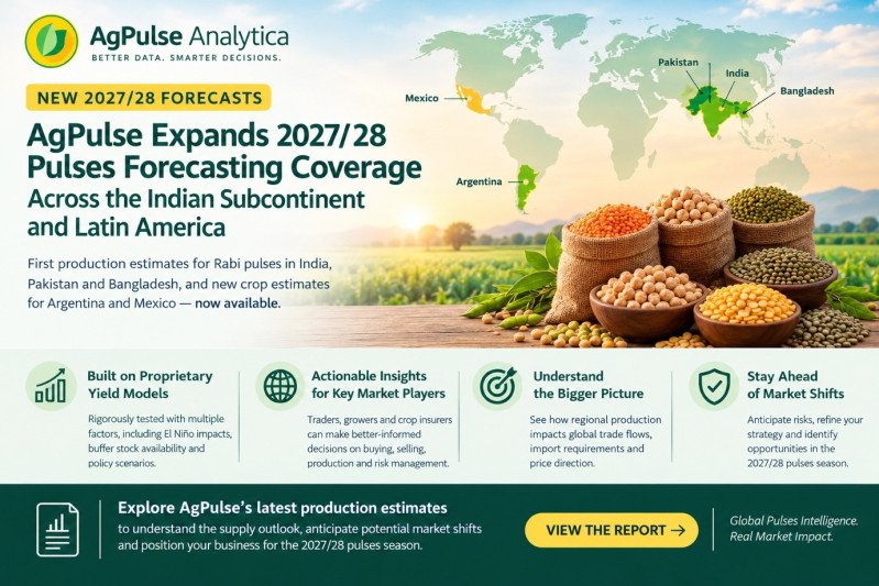 AgPulse Expands 2027/28 Pulses Forecasting Coverage Across the Indian Subcontinent and Latin America